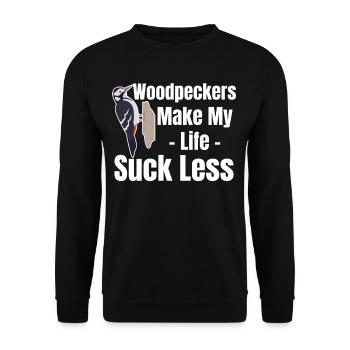 Woodpeckers make life less sucking - Unisex Sweatshirt - black - Front - Alina (178cm) & Michal (187cm)