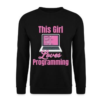Dieses Mädchen Liebt Es, - Unisex Pullover - Schwarz - Vorne - Alina (178cm) & Michal (187cm)
