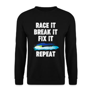 Course Il Casser Il Réparer Il Rc Bateau Amant Capitaine - Sweat-shirt Unisexe - noir - Devant - Alina (178cm) & Michal (187cm)
