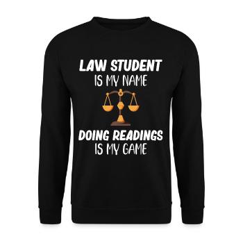 Jurastudent Ist Mein Name, Lesungen Zu Machen, - Unisex Pullover - Schwarz - Vorne - Alina (178cm) & Michal (187cm)
