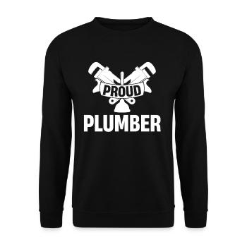 Proud plumber, funny pipefitter, - Unisex Sweatshirt - black - Front - Alina (178cm) & Michal (187cm)