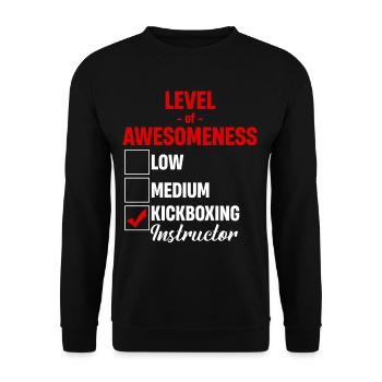 Level Of Awesomeness Kickbox-instruktor Mixed - Unisex Pullover - Schwarz - Vorne - Alina (178cm) & Michal (187cm)