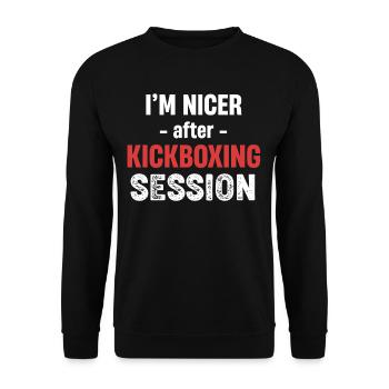 Ich Bin Netter Nach Dem Kickboxen Instruktor - Unisex Pullover - Schwarz - Vorne - Alina (178cm) & Michal (187cm)