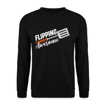 Flipping Awesome Spatel Wortspiele Utensil Köche - Unisex Pullover - Schwarz - Vorne - Alina (178cm) & Michal (187cm)