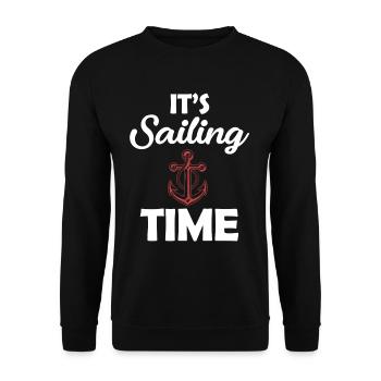 Es Ist Segelzeit Yachting Pontonboot Nauti Segler - Unisex Pullover - Schwarz - Vorne - Alina (178cm) & Michal (187cm)
