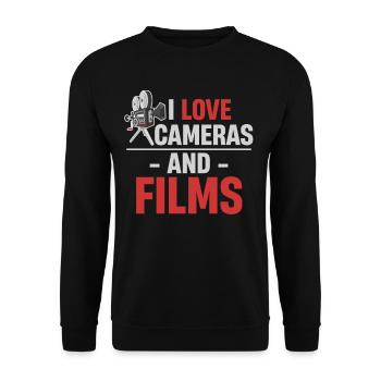 Ich Liebe Kameras Und Filme Videofilmer Vlogging - Unisex Pullover - Schwarz - Vorne - Alina (178cm) & Michal (187cm)