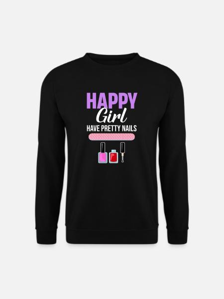 Glückliches Mädchen Haben Hübsche Nägel Maniküre - Unisex Pullover - Schwarz