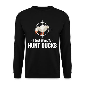 Ich Will Nur Enten Jagen Lustige Jagd - Unisex Pullover - Schwarz - Vorne - Alina (178cm) & Michal (187cm)