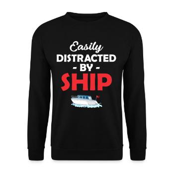 Easily distracted by ship funny - Unisex Sweatshirt - black - Front - Alina (178cm) & Michal (187cm)