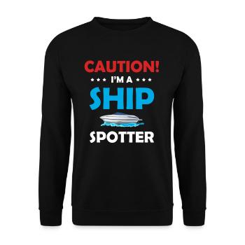 Vorsicht! Ich Bin Ein Schiffsbeobachter, Biologe, - Unisex Pullover - Schwarz - Vorne - Alina (178cm) & Michal (187cm)