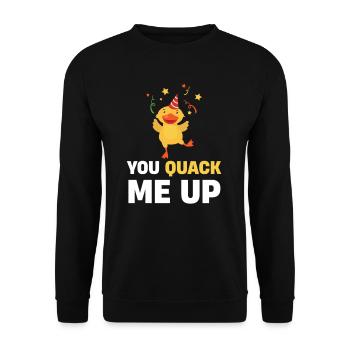 You quack me funny duck lover - Unisex Sweatshirt - black - Front - Alina (178cm) & Michal (187cm)