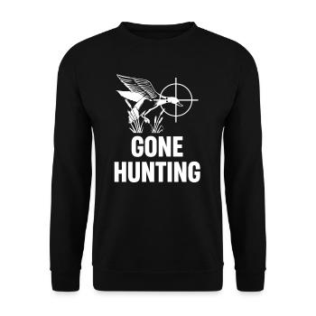 Gone Hunting Funny Duck Hunting Geese Farming - Unisex Sweatshirt - black - Front - Alina (178cm) & Michal (187cm)