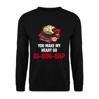 Tu fais battre mon cœur bi-bim-bap Maki - Sweat-shirt Unisexe - noir - Devant - Alina (178cm) & Michal (187cm)