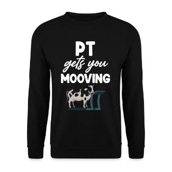 pt makes you mooving funnier - Unisex Sweatshirt - black - Front - Alina (178cm) & Michal (187cm)