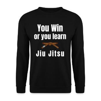 Vous gagnez ou vous apprenez le Jiujitsu, le Judo, - Sweat-shirt Unisexe - noir - Devant - Alina (178cm) & Michal (187cm)