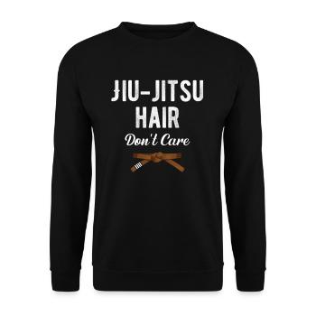 Jiu Jitsu Hair Don't Care Judo Karate Boxen - Unisex Pullover - Schwarz - Vorne - Alina (178cm) & Michal (187cm)