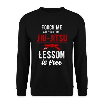 Touch me and your first jiu-jitsu lesson - Unisex Sweatshirt - black - Front - Alina (178cm) & Michal (187cm)