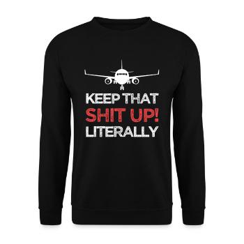Mach Weiter So! Buchstäblich Flugzeugmechaniker - Unisex Pullover - Schwarz - Vorne - Alina (178cm) & Michal (187cm)