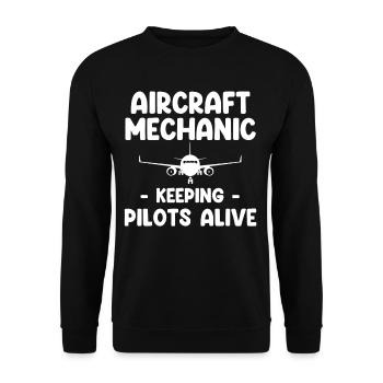 Flugzeugmechaniker Halten Piloten Am Leben - Unisex Pullover - Schwarz - Vorne - Alina (178cm) & Michal (187cm)