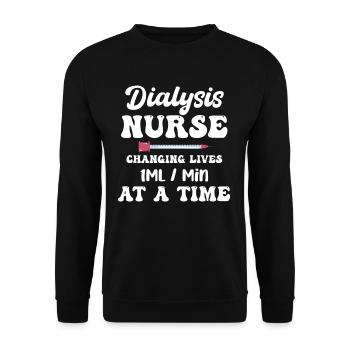 Dialysis Nurse Changes Life 1 ml/min - Unisex Sweatshirt - black - Front - Alina (178cm) & Michal (187cm)