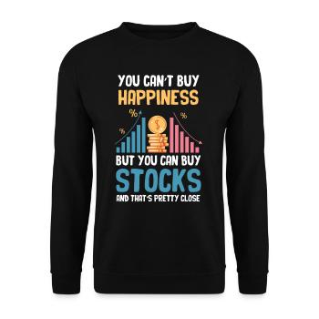 Le bonheur ne s’achète pas, mais on peut acheter des actions - Sweat-shirt Unisexe - noir - Devant - Alina (178cm) & Michal (187cm)