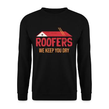 Dachdecker Wir Halten Sie Trocken Bauunternehmer - Unisex Pullover - Schwarz - Vorne - Alina (178cm) & Michal (187cm)