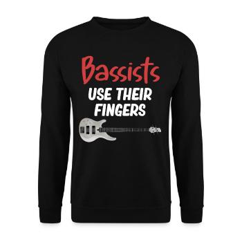 Bassisten Benutzen Ihre Finger Gitarrist - Unisex Pullover - Schwarz - Vorne - Alina (178cm) & Michal (187cm)