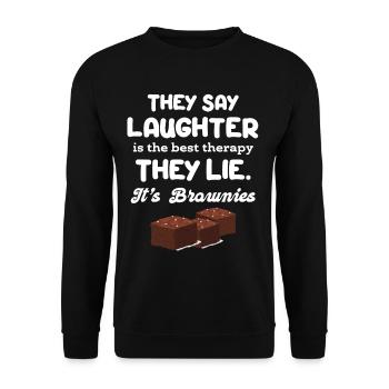 On dit que le rire est la meilleure thérapie Brownies - Sweat-shirt Unisexe - noir - Devant - Alina (178cm) & Michal (187cm)