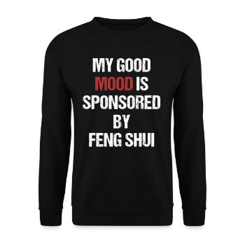 My Good Mood Wird Gesponsert Von Feng Shui - Unisex Pullover - Schwarz - Vorne - Alina (178cm) & Michal (187cm)