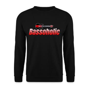 Bassholic Lustiger Bassist Spieler Gitarrist - Unisex Pullover - Schwarz - Vorne - Alina (178cm) & Michal (187cm)