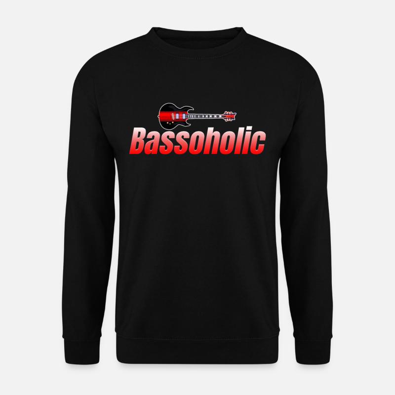 Bassholic Lustiger Bassist Spieler Gitarrist - Unisex Pullover - Schwarz