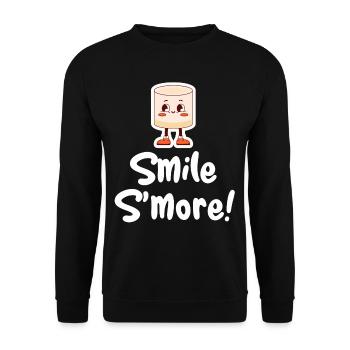 Smile S'more Wortspiele Hiker Glamping Adventures - Unisex Pullover - Schwarz - Vorne - Alina (178cm) & Michal (187cm)