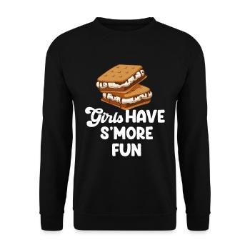 Girls Have S'more Fun Glamping Adventures Trailer - Unisex Pullover - Schwarz - Vorne - Alina (178cm) & Michal (187cm)