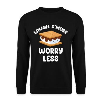 Lachen Sie Mehr Und Machen Sie Sich Weniger - Unisex Pullover - Schwarz - Vorne - Alina (178cm) & Michal (187cm)