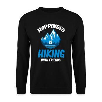 Glück Ist Wandern Mit Freunden, Wanderer, - Unisex Pullover - Schwarz - Vorne - Alina (178cm) & Michal (187cm)