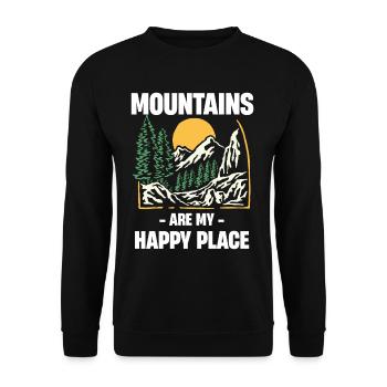 Mountains Are My Happy Place Funny Hikers - Unisex Sweatshirt - black - Front - Alina (178cm) & Michal (187cm)