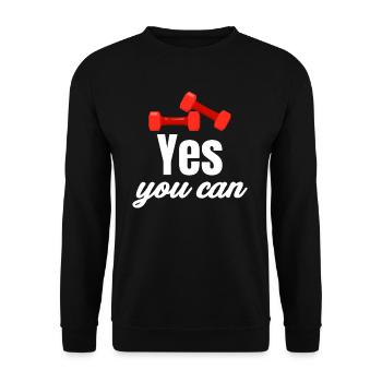 Yes You Can Fitness-enthusiasten, Motivierendes - Unisex Pullover - Schwarz - Vorne - Alina (178cm) & Michal (187cm)