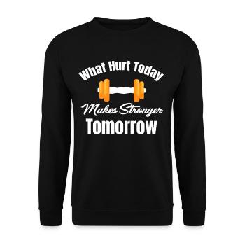 Was Heute Weh Tut, Macht Fitnessbegeisterte Von - Unisex Pullover - Schwarz - Vorne - Alina (178cm) & Michal (187cm)