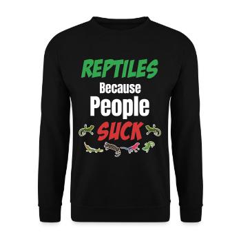 Reptilien, Weil Menschen Herpetologen Drachen - Unisex Pullover - Schwarz - Vorne - Alina (178cm) & Michal (187cm)
