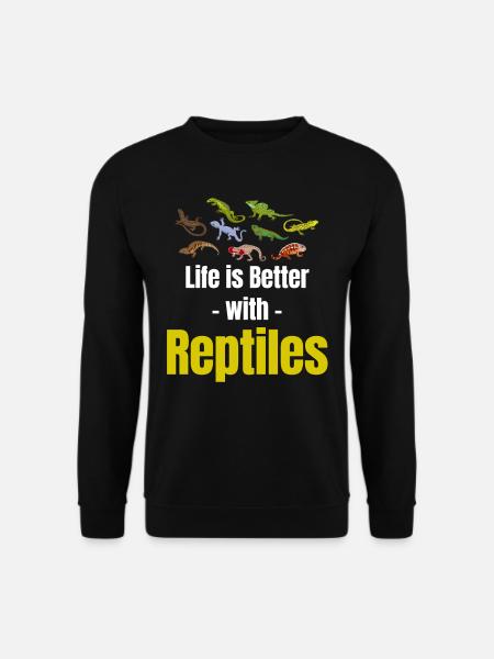 Das Leben Ist Besser Mit Reptilien, Herpetologen, - Unisex Pullover - Schwarz