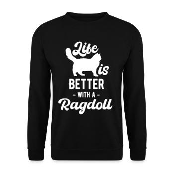 La vie est meilleure avec une maman Ragdoll - Sweat-shirt Unisexe - noir - Devant - Alina (178cm) & Michal (187cm)
