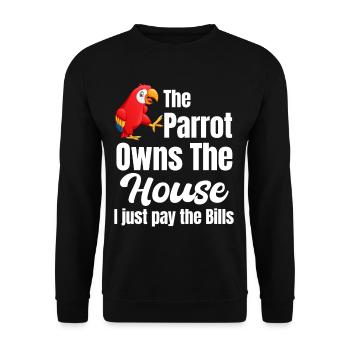 The parrot owns the house Parakeet Cockatoo - Unisex Sweatshirt - black - Front - Alina (178cm) & Michal (187cm)