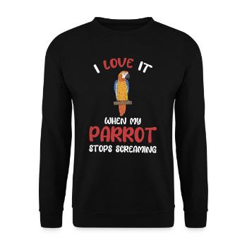 I love it when my parrot stops - Unisex Sweatshirt - black - Front - Alina (178cm) & Michal (187cm)