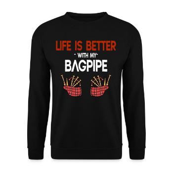 La vie est meilleure avec - Sweat-shirt Unisexe - noir - Devant - Alina (178cm) & Michal (187cm)