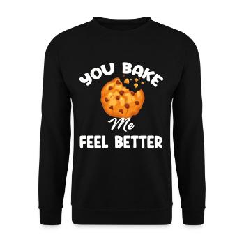 You bake me, make me feel better, puns - Unisex Sweatshirt - black - Front - Alina (178cm) & Michal (187cm)