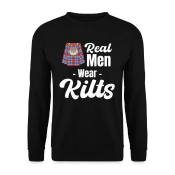 Echte Männer Tragen Kilts Schottische Kilts - Unisex Pullover - Schwarz - Vorne - Alina (178cm) & Michal (187cm)