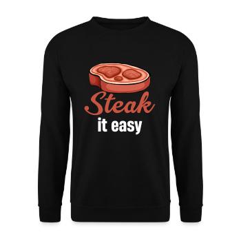 Steak It Easy Puns Faux-filet fumé au barbecue - Sweat-shirt Unisexe - noir - Devant - Alina (178cm) & Michal (187cm)