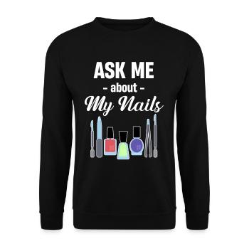 Fragen Sie Mich Nach Meinen Nägeln Maniküre - Unisex Pullover - Schwarz - Vorne - Alina (178cm) & Michal (187cm)