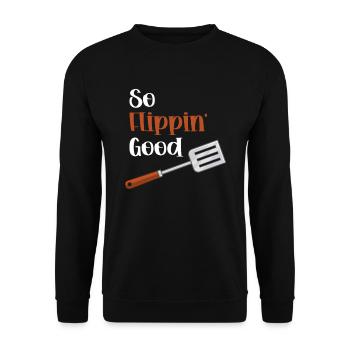 So Flippin' Good Spatula Wortspiele Utensil - Unisex Pullover - Schwarz - Vorne - Alina (178cm) & Michal (187cm)
