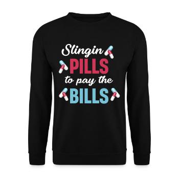 Slingin pills to pay the bills - Unisex Sweatshirt - black - Front - Alina (178cm) & Michal (187cm)